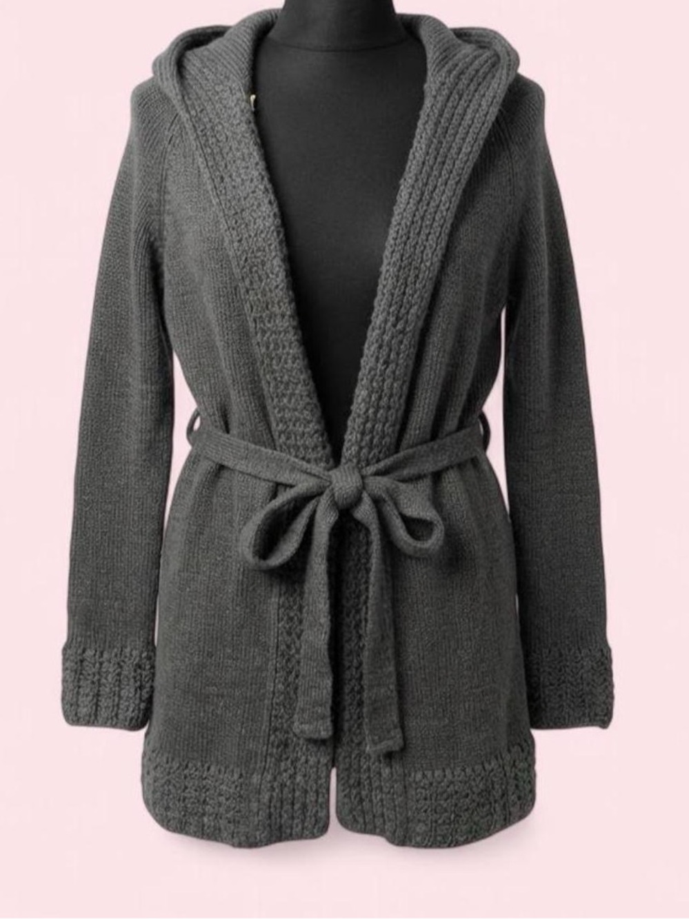 Faded Glory Vintage 1990s charcoal heather grey knit cardigan